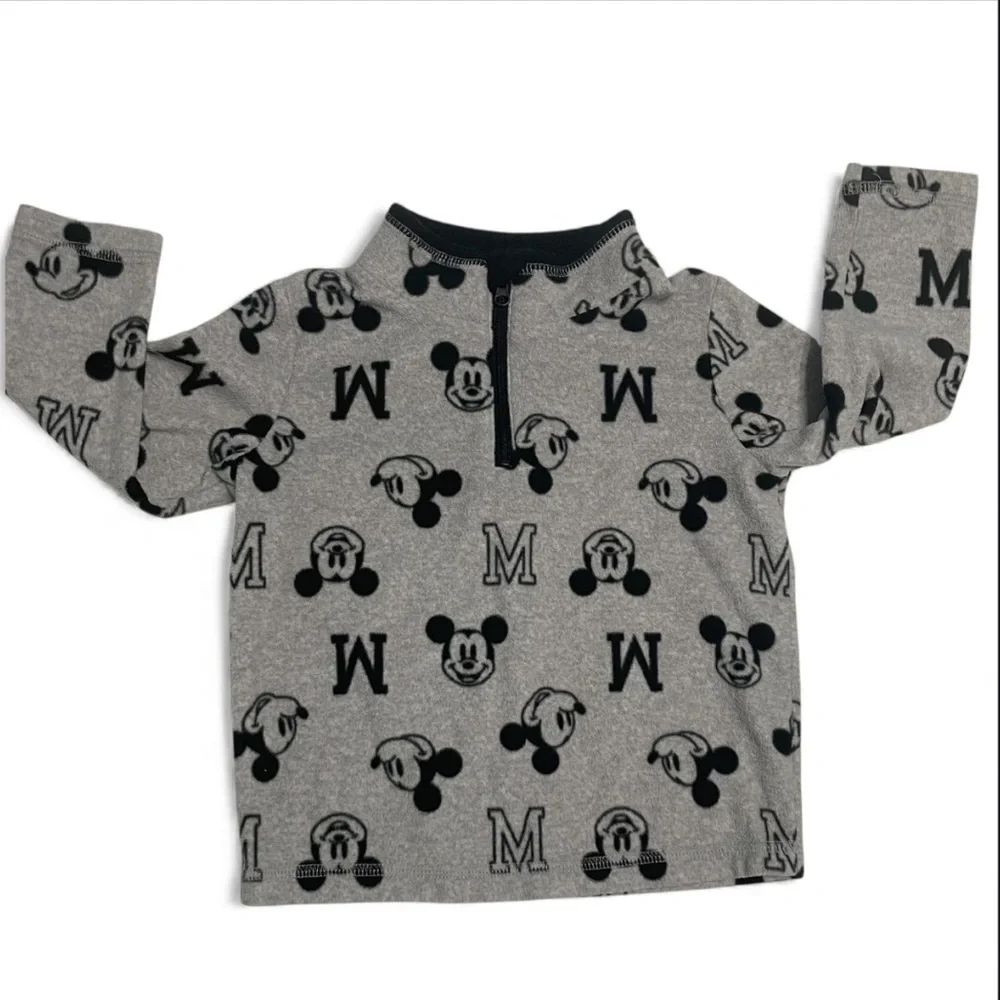 Disney Kids Boys Black and Gray Mickey Mouse Fleece Sweatshirt - Picture 1 of 6